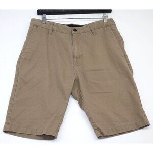 Volcom Mens Khaki Cargo Shorts Size 30 Cotton Blend Casual Wear Flat Front Chino
